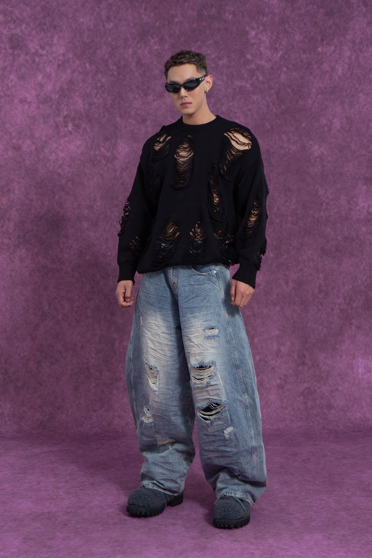 Distressed Oversized Knit Sweater