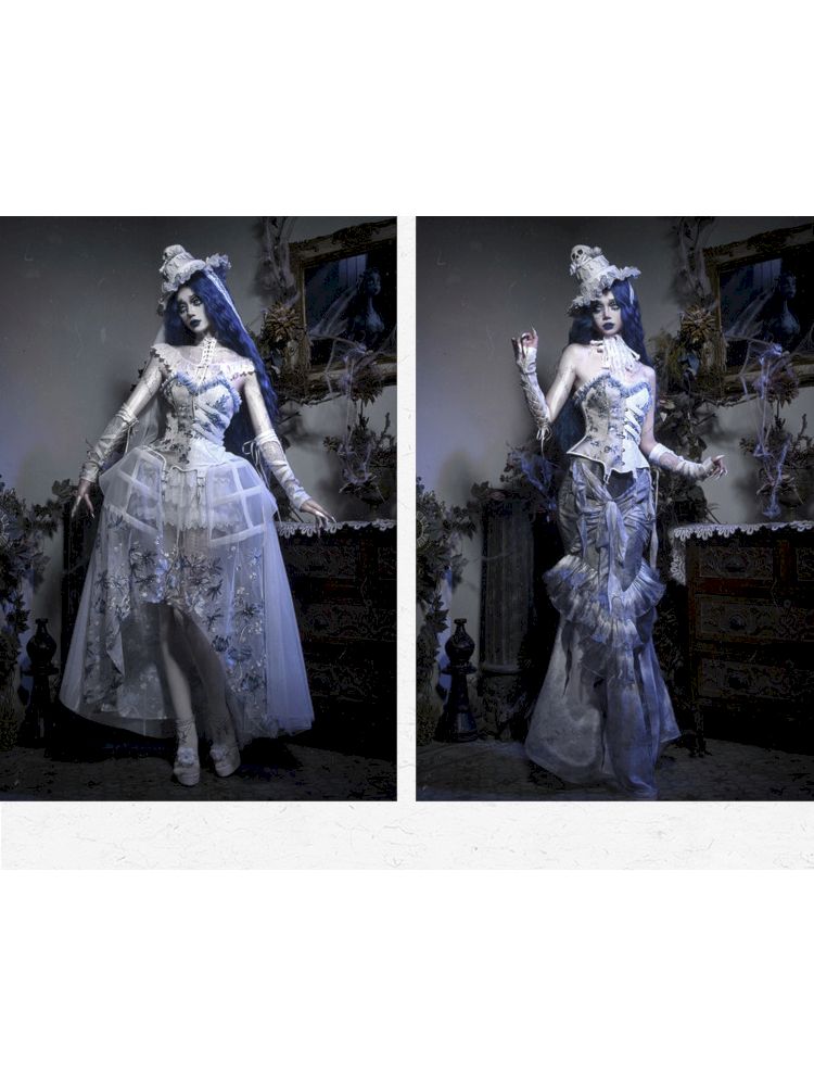 BLOOD SUPPLY White Gothic Corset, Skirt or Set