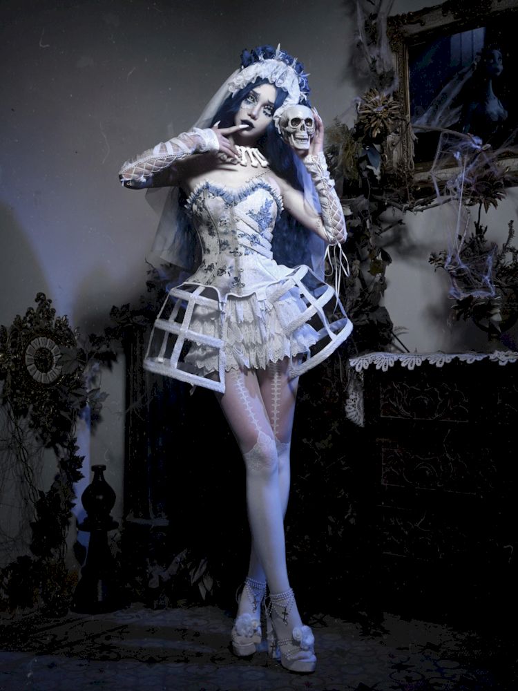 BLOOD SUPPLY White Gothic Corset, Skirt or Set