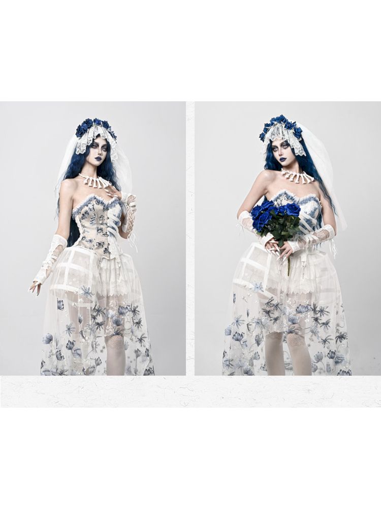 BLOOD SUPPLY White Gothic Corset, Skirt or Set