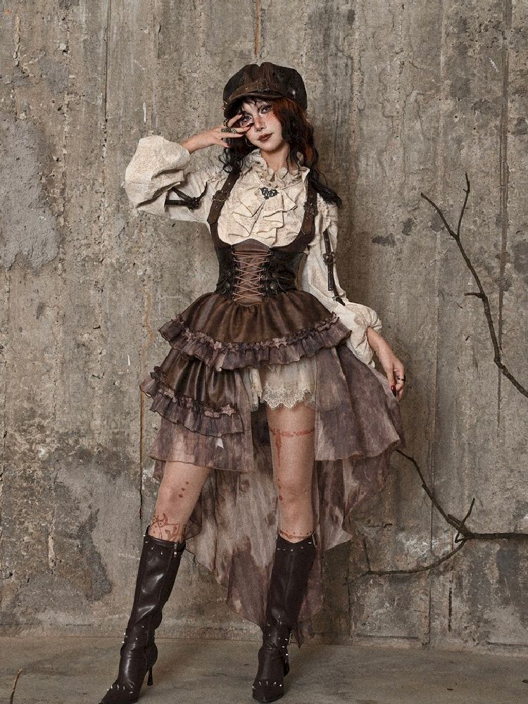 Chest Brace Strappy Trailing Dress