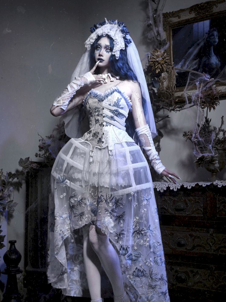 BLOOD SUPPLY White Gothic Corset, Skirt or Set