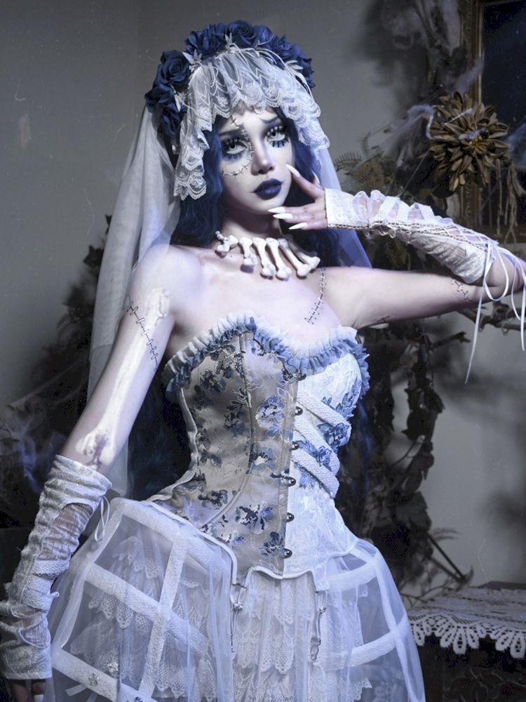 BLOOD SUPPLY White Gothic Corset, Skirt or Set