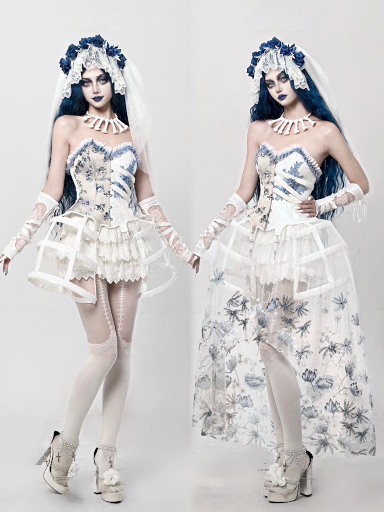 BLOOD SUPPLY White Gothic Corset, Skirt or Set