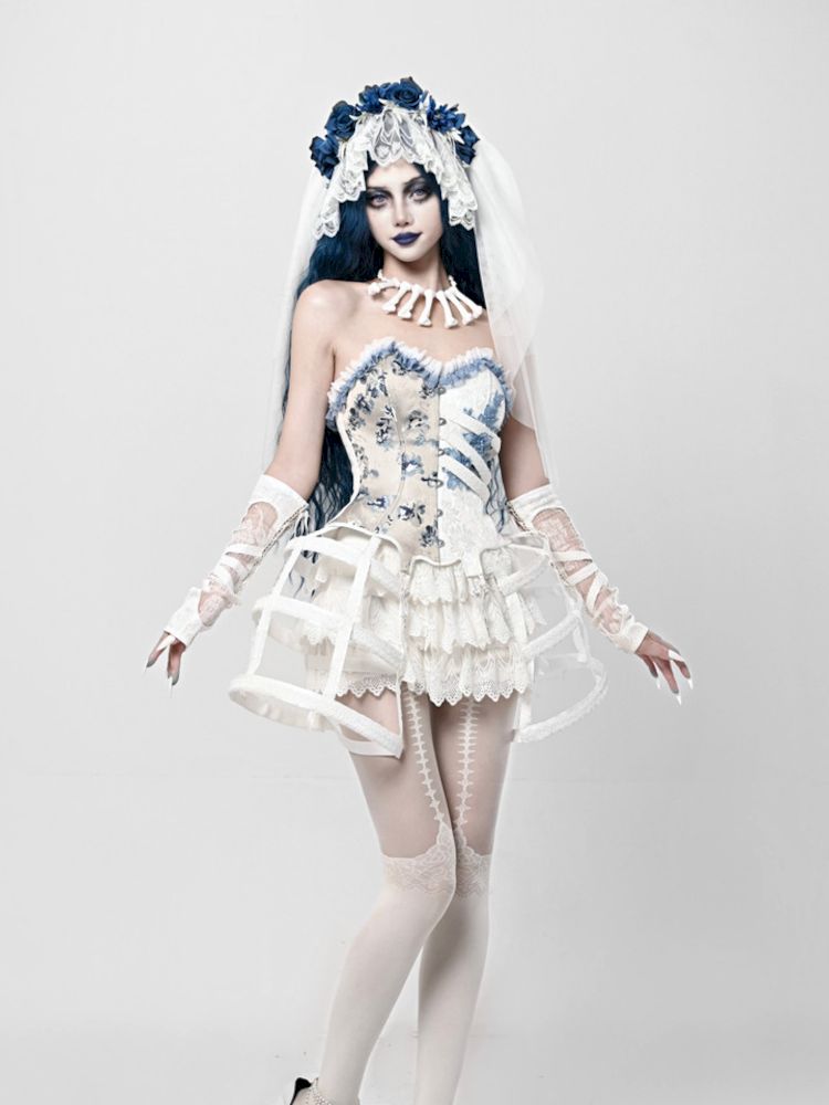 BLOOD SUPPLY White Gothic Corset, Skirt or Set
