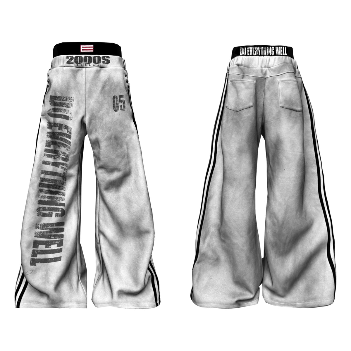 Distressed Grey Ultra-Wide Track Pants