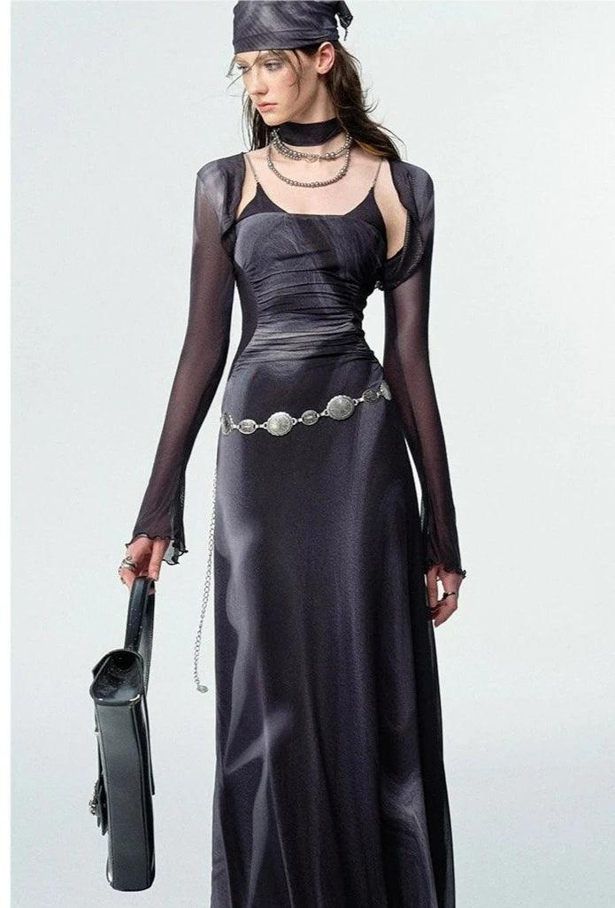 Of Akiva Elegant Satin Maxi Dress