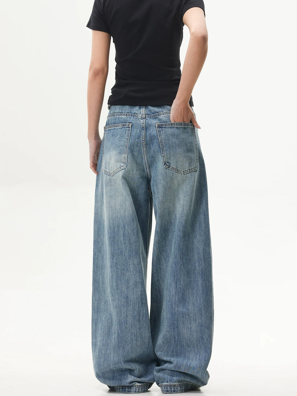 Retro Blue Ultra-Wide Baggy Jeans