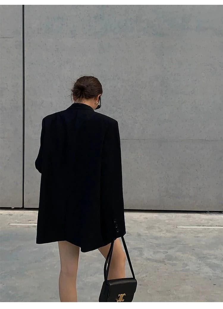 Neva Hu Black Oversized Korean-Style Blazer