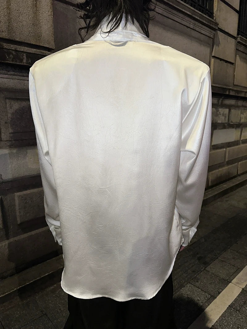 Satin Deep V-Neck Shirt