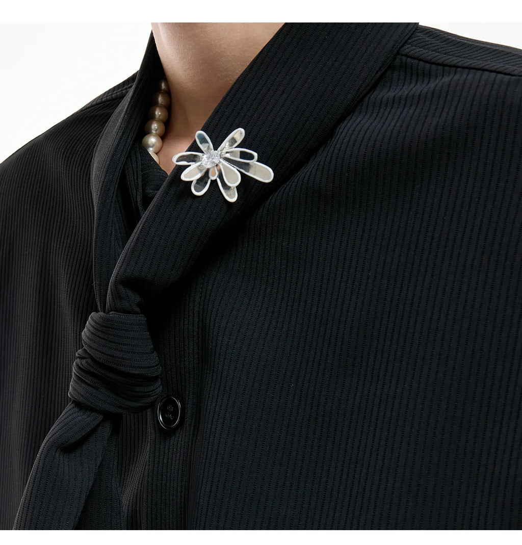 Scarf Collar Wide-Leg Suit