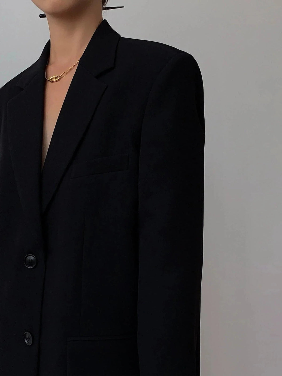 Neva Hu Black Oversized Korean-Style Blazer