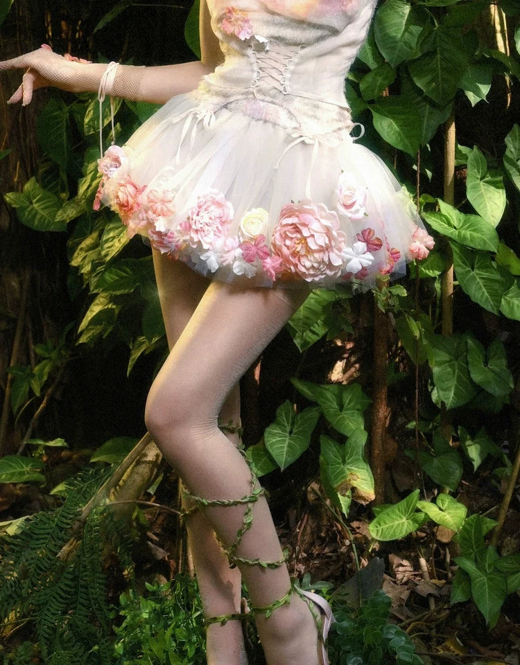 Flower-patterned Tulle Petticoat