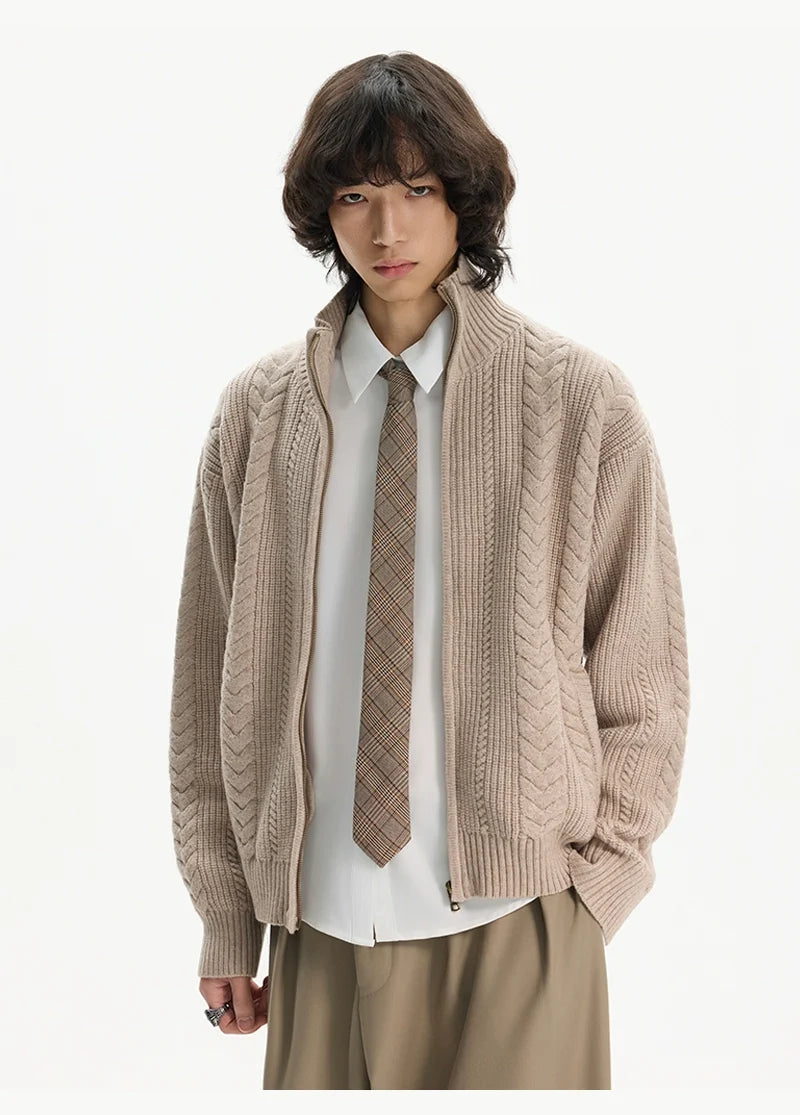 Heritage Weave Zip Cardigan
