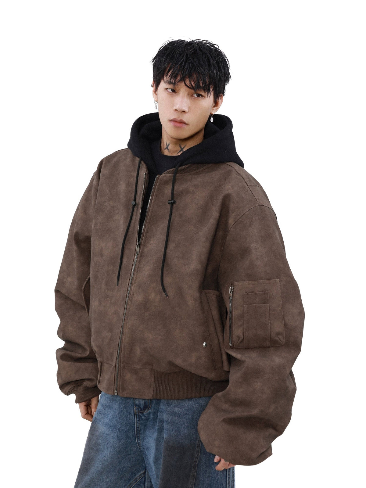 Umber Drift Oversized Moto Jacket