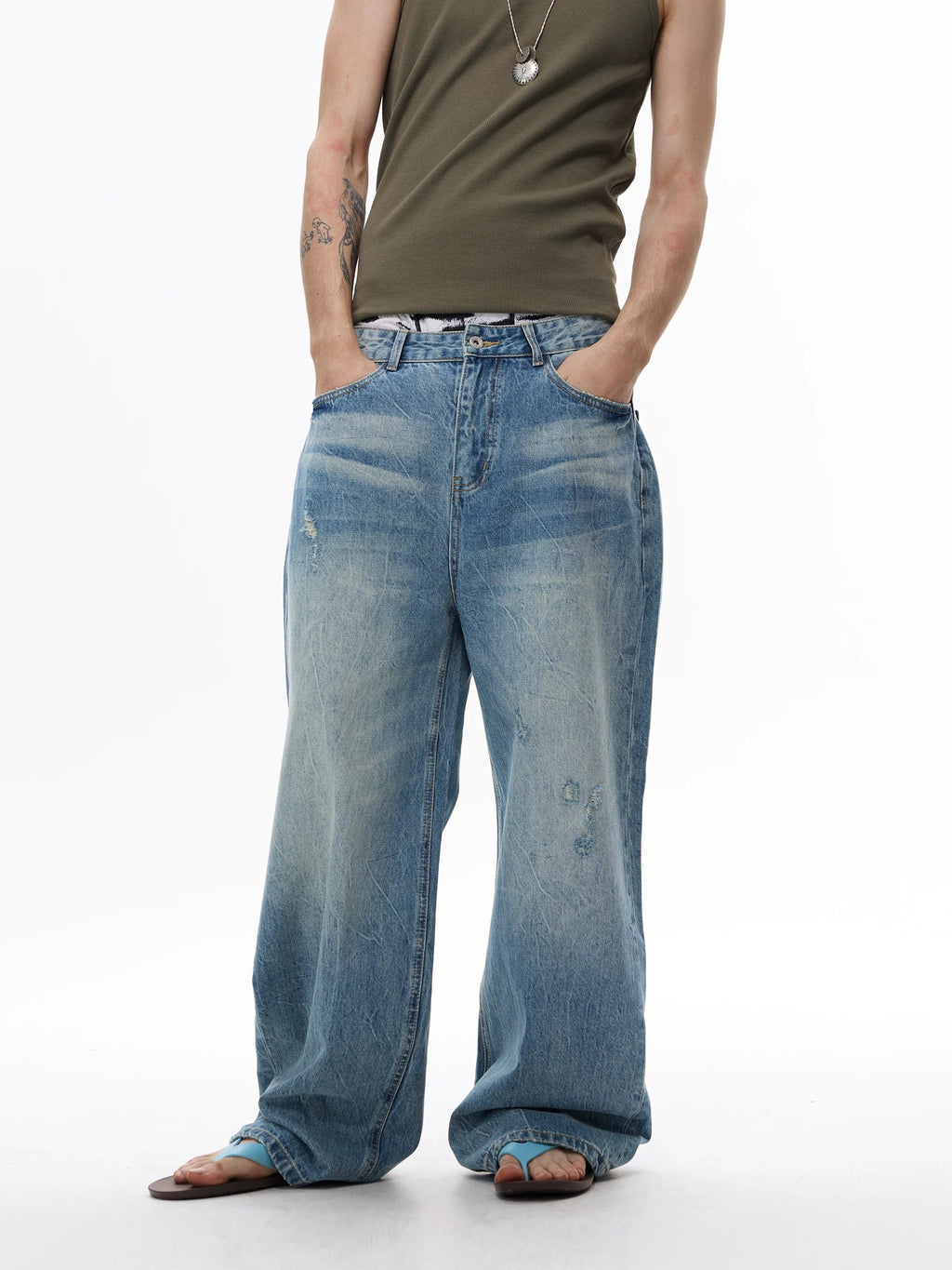 Seafoam Fade Arc Balloon Jeans