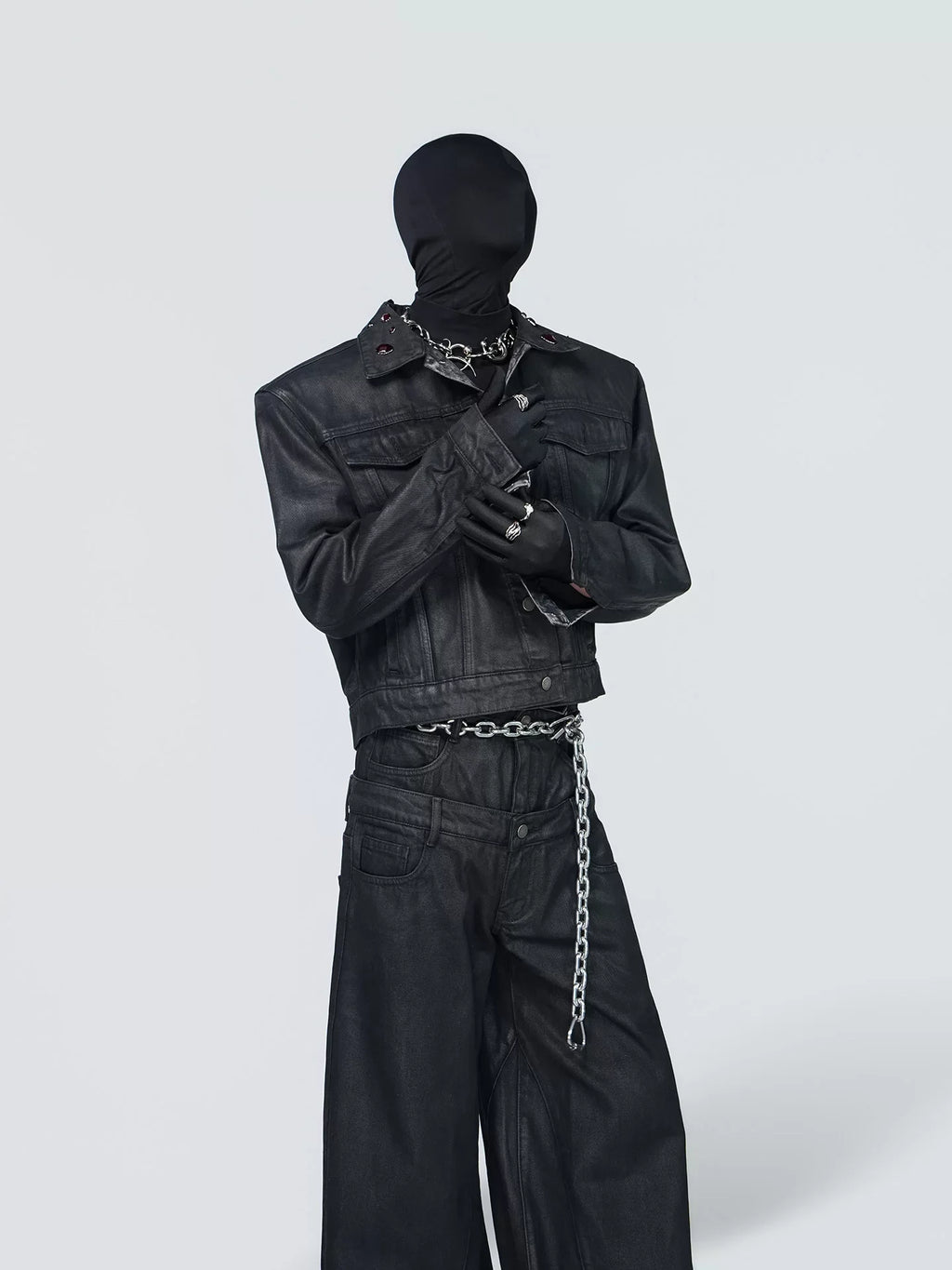 Obsidian Signal Grommet-Collar Denim Jacket