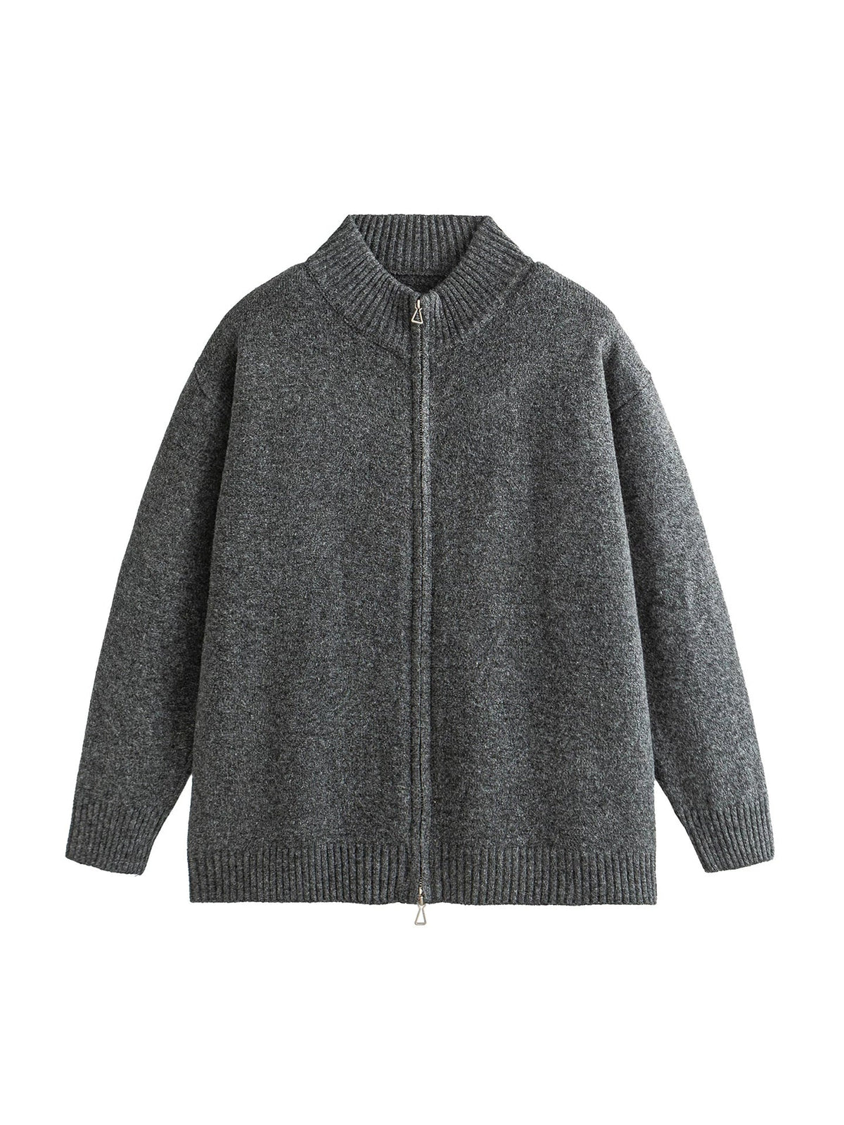 Mélange Zip Knit Cardigan