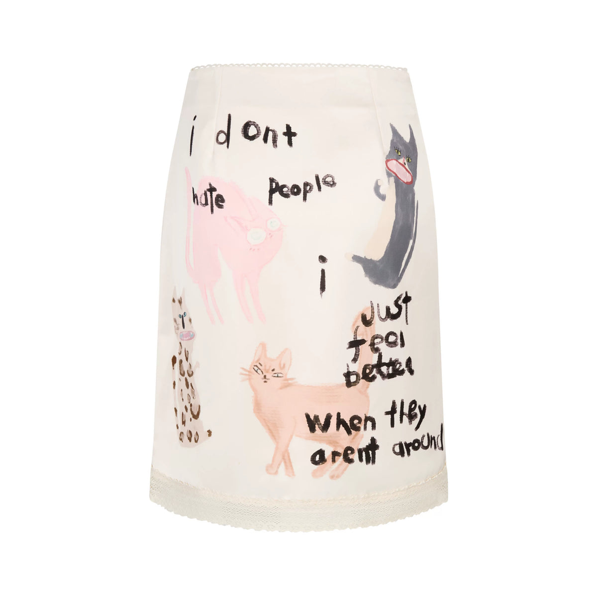 Anti‑Social Kitties Scribble Pencil Skirt