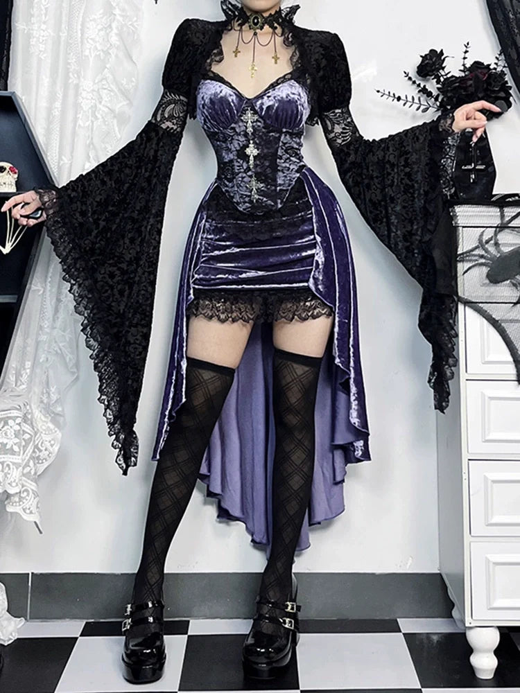 Purple Corset Dress or Black Lace Bolero