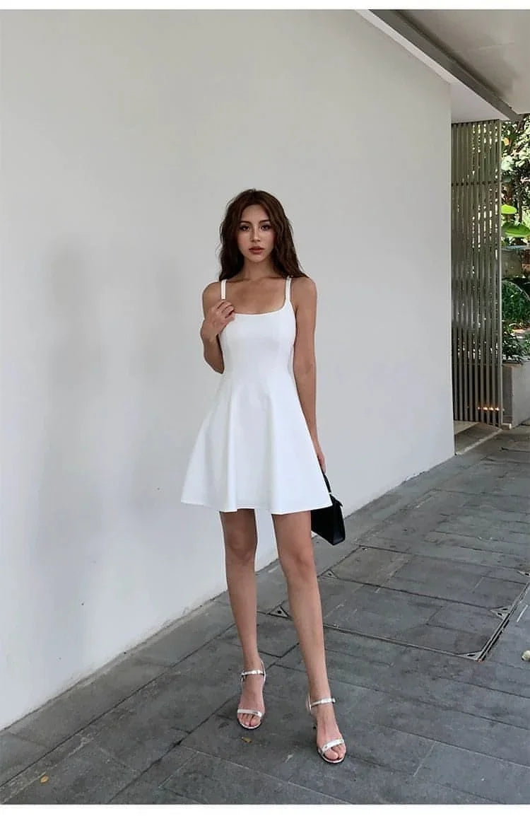 Black Square-Neck A-Line Dress