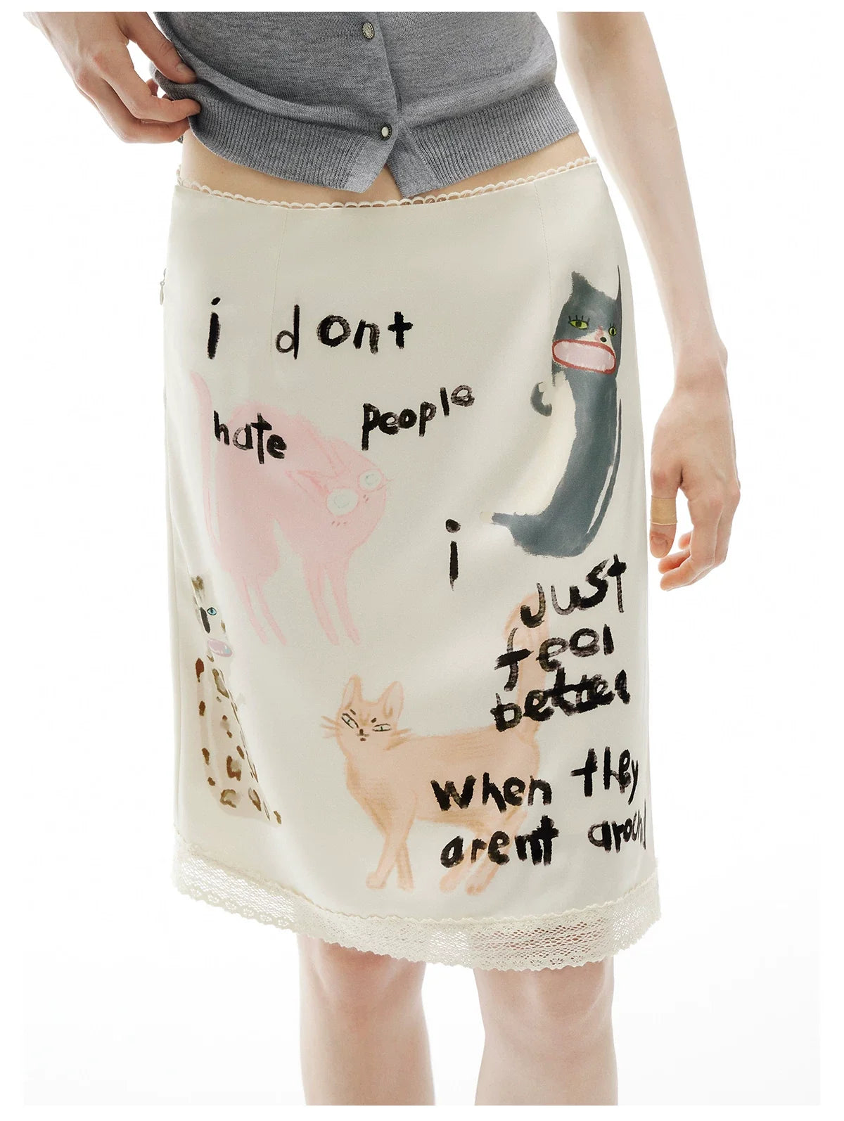 Anti‑Social Kitties Scribble Pencil Skirt
