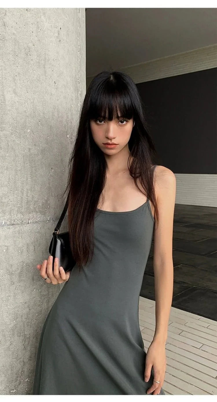 Black Spaghetti-Strap Maxi Dress
