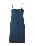 Dark Wash Denim Bustier Midi Dress