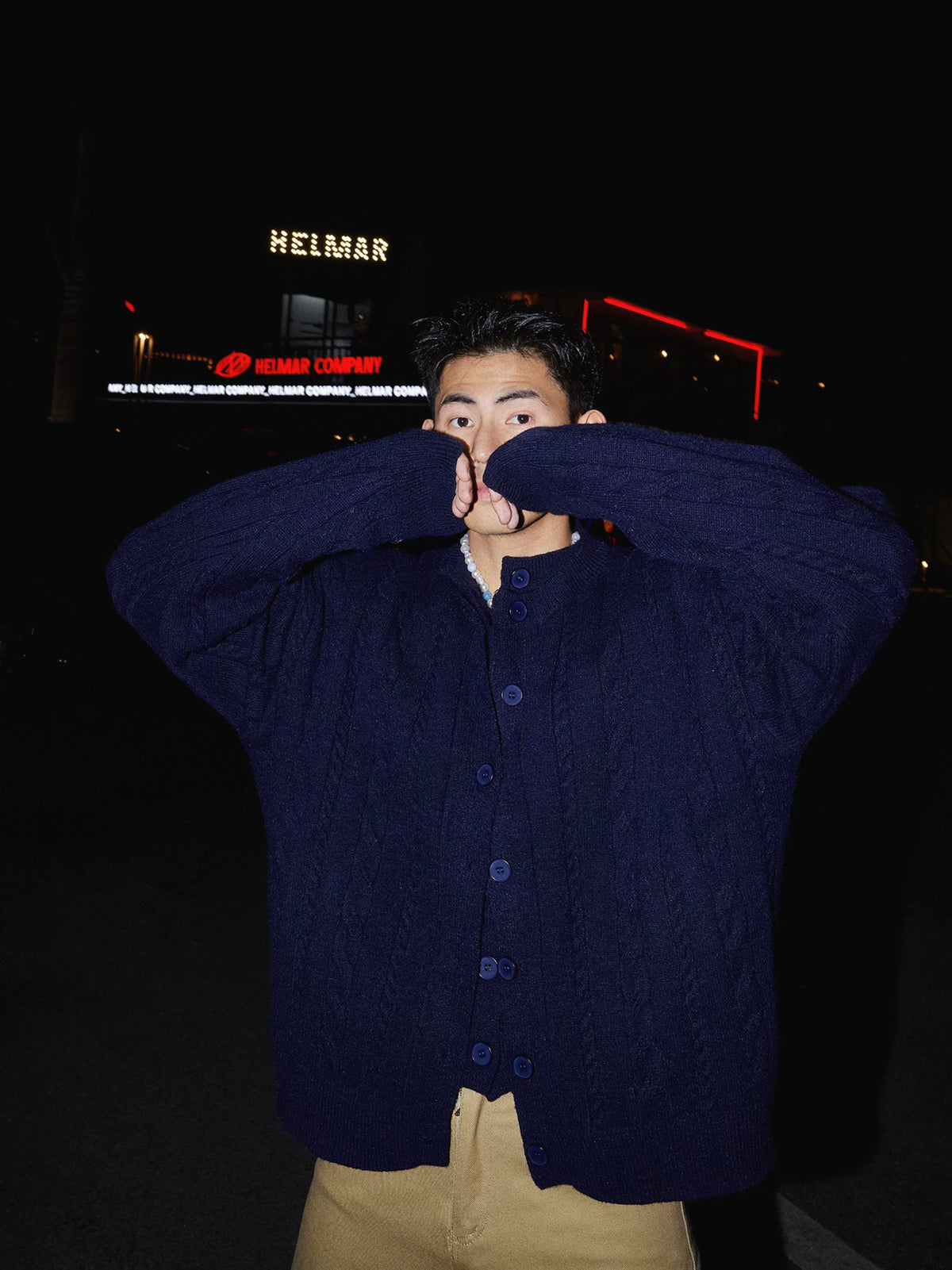 Button-Up Cable Knit Cardigan