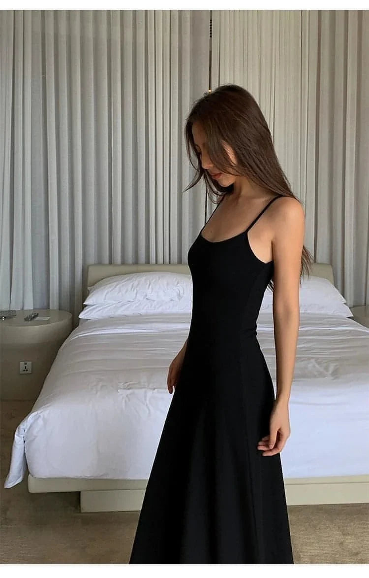 Black Spaghetti-Strap Maxi Dress