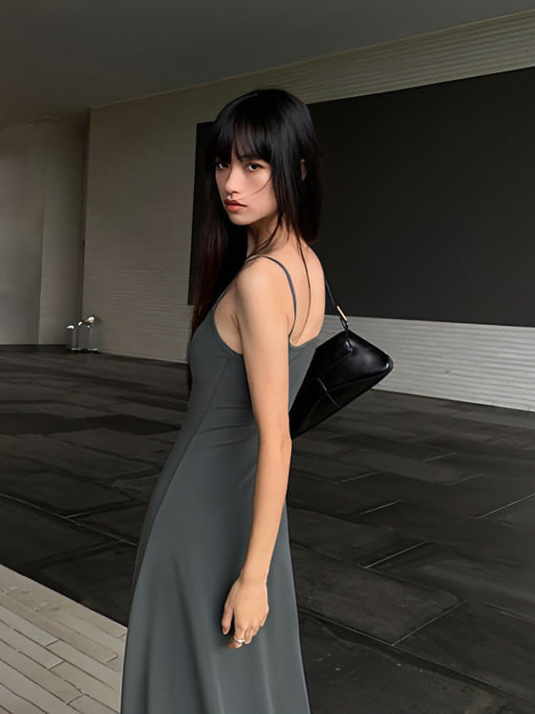 Black Spaghetti-Strap Maxi Dress