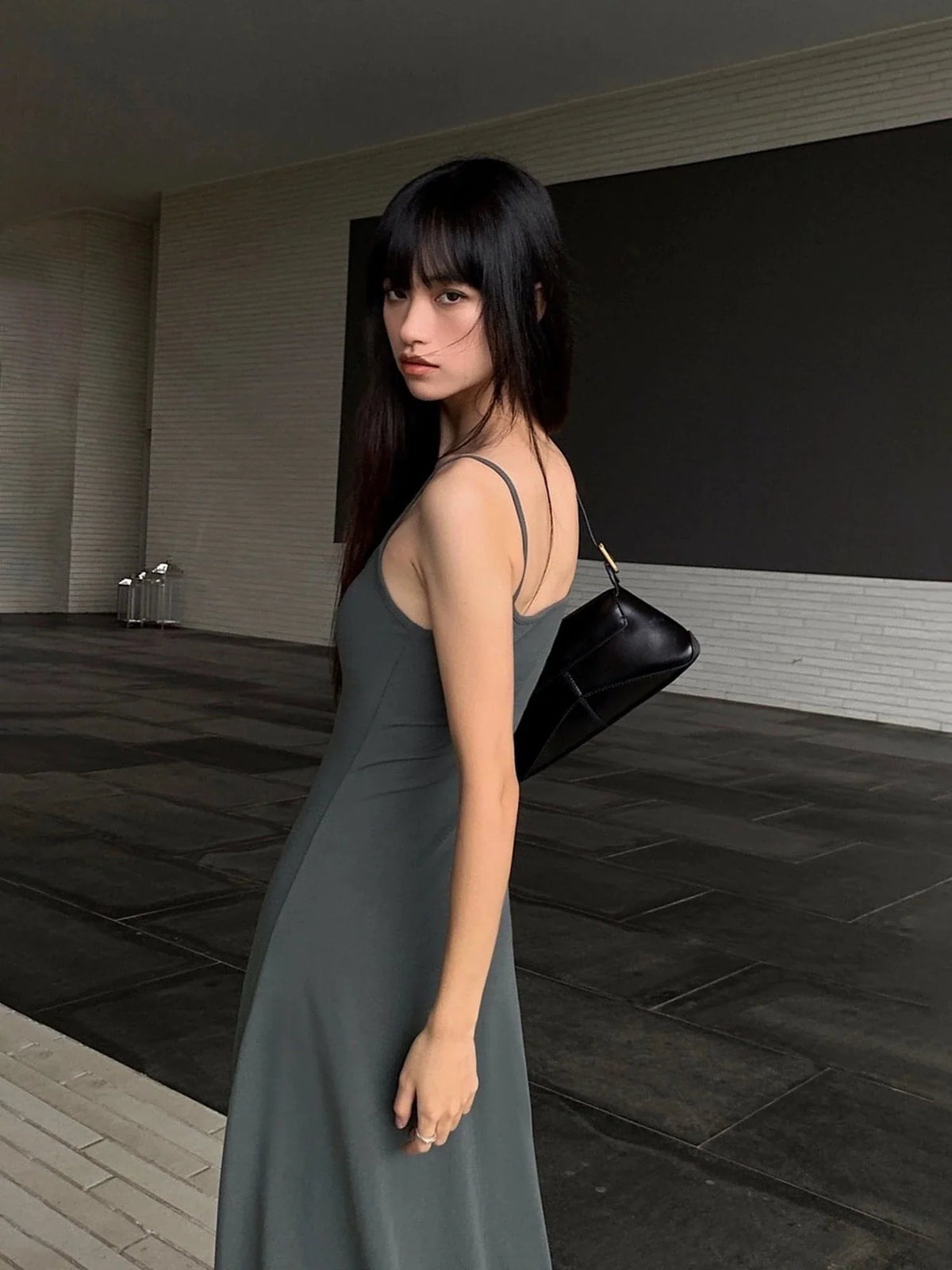 Black Spaghetti-Strap Maxi Dress