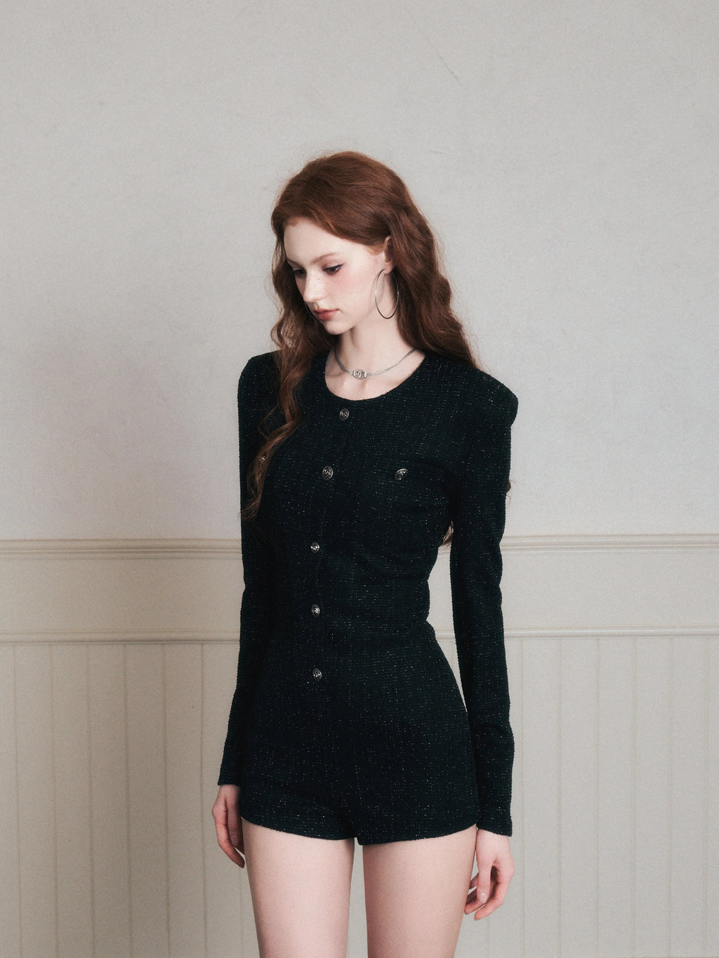 Fitted Tweed Jumpsuit