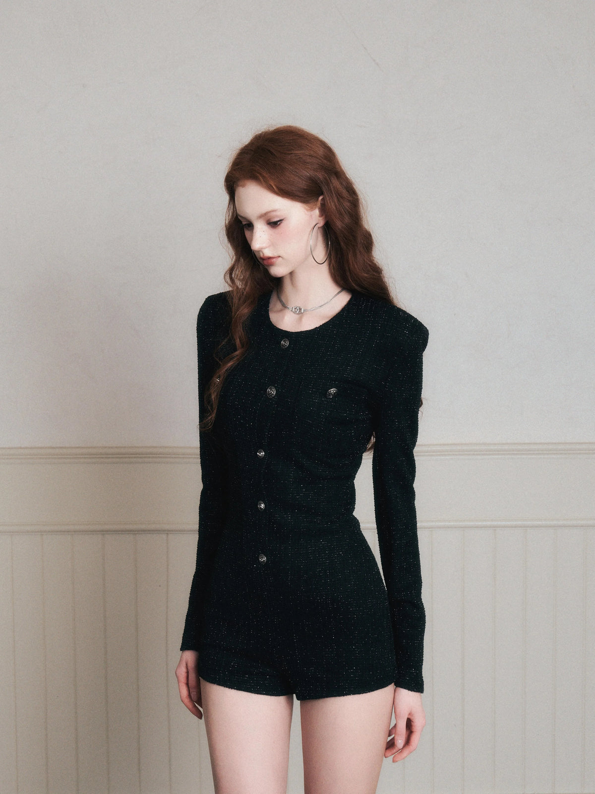 Fitted Tweed Jumpsuit