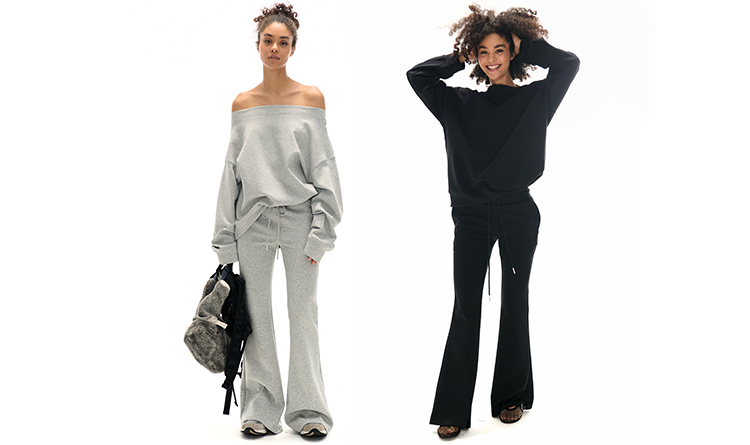Two Little Guys Off-Shoulder Sweatshirt or Flare Pants