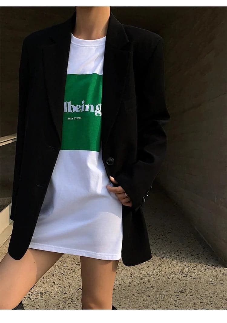Neva Hu Black Oversized Korean-Style Blazer
