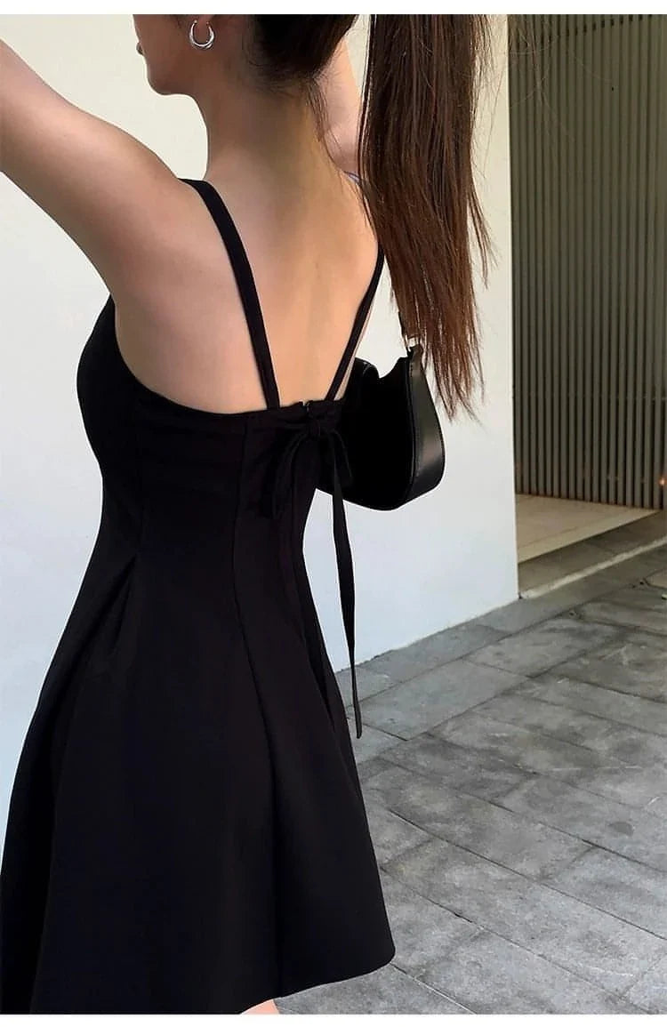 Black Square-Neck A-Line Dress