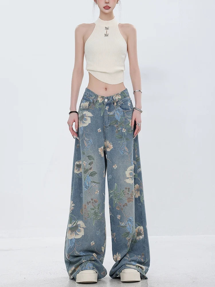 Blooming Botanica Floral Wide-Leg Jeans