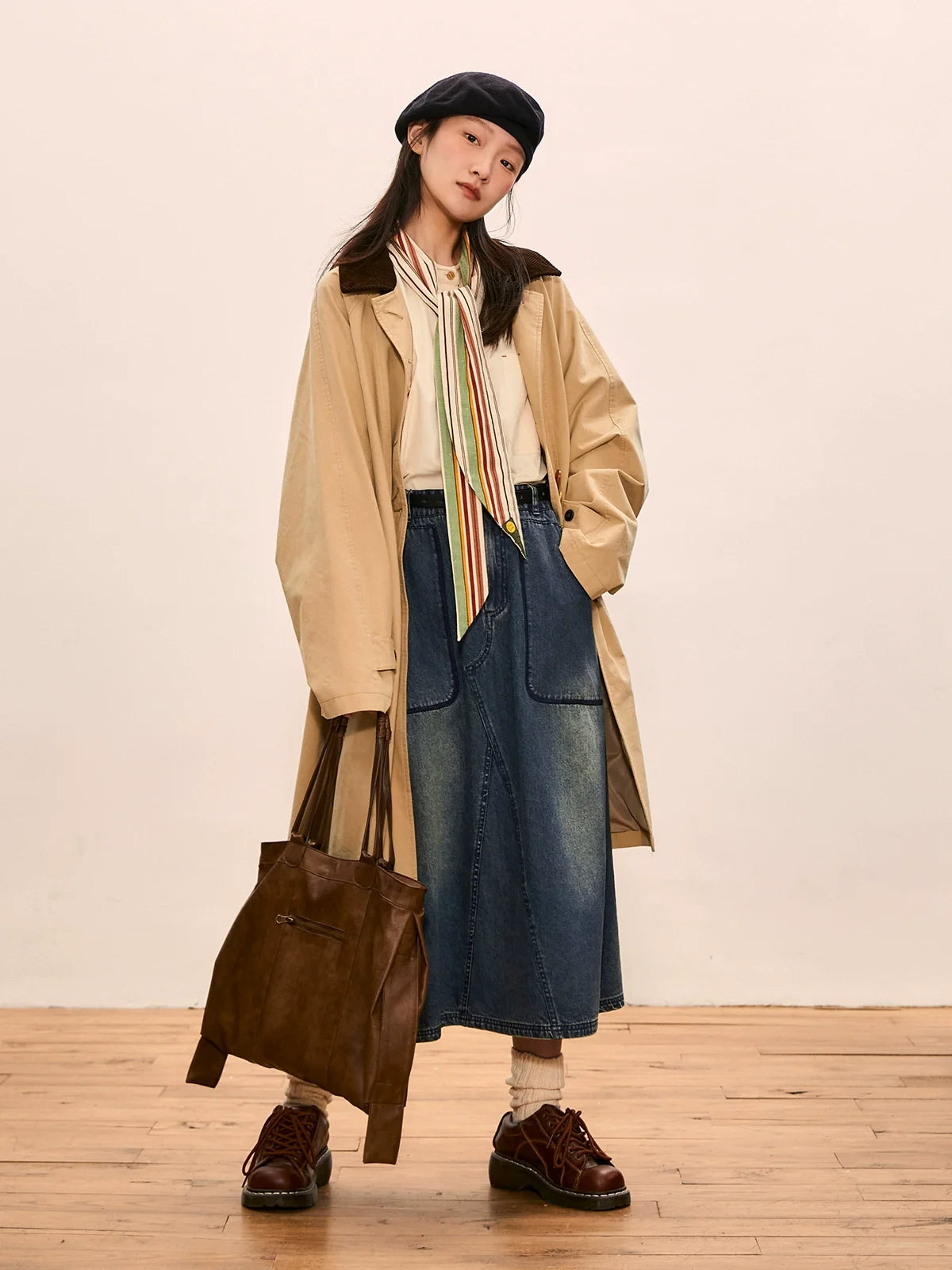 Vintage-Inspired Oversized Coat - Multi-Color