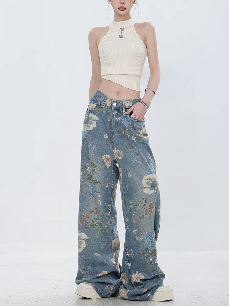 Blooming Botanica Floral Wide-Leg Jeans
