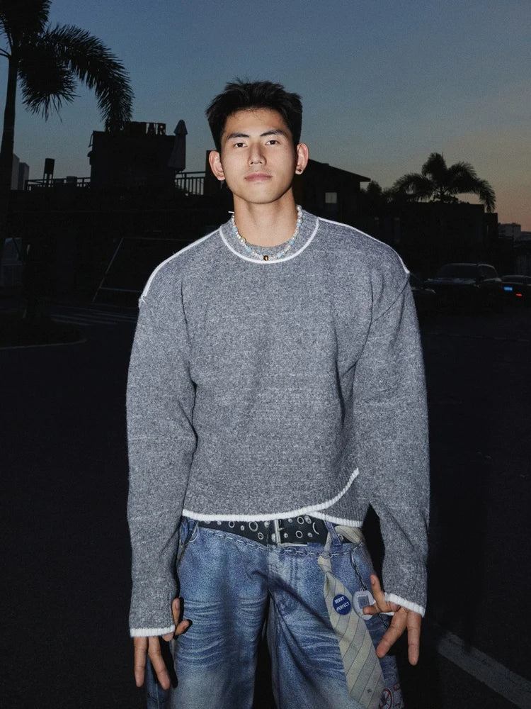 Moonlit Edge Raw Knit Sweater