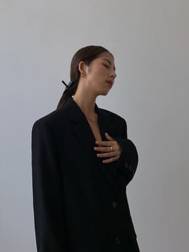 Neva Hu Black Oversized Korean-Style Blazer
