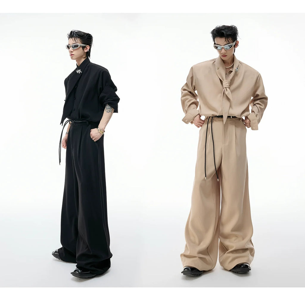 Scarf Collar Wide-Leg Suit