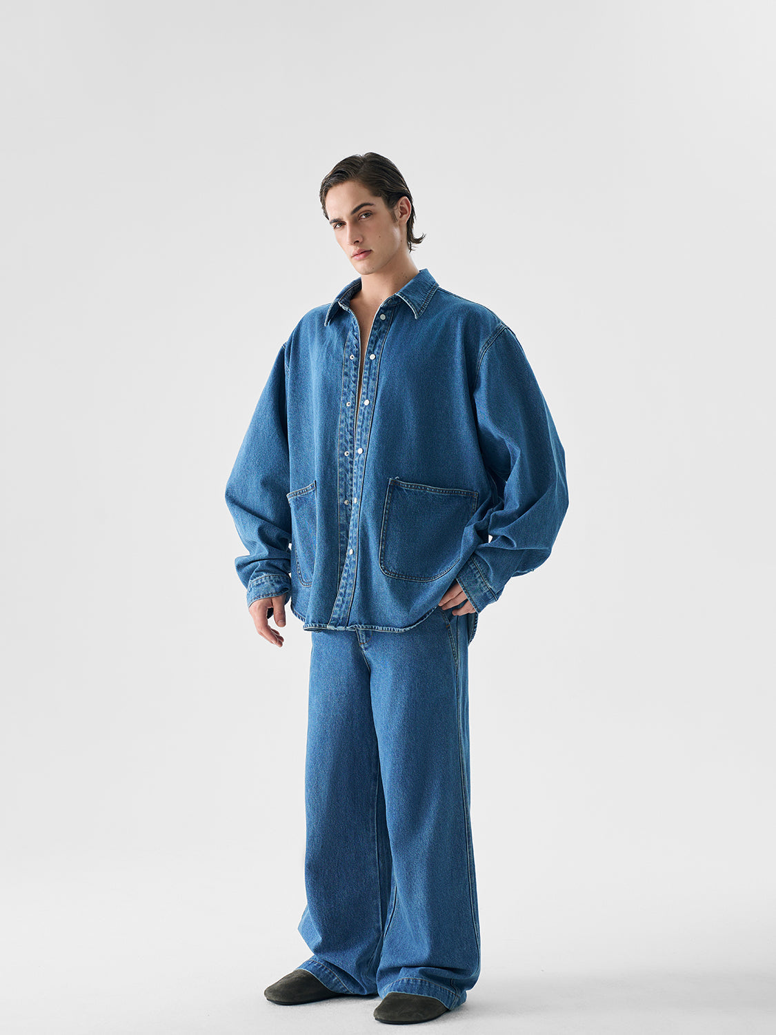 High-Quality Urban Relaxed Fit Denim Jacket and Pants Setup