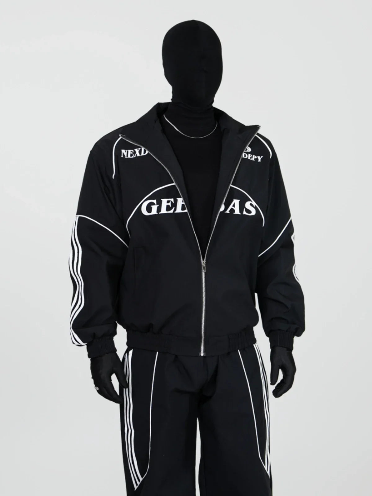 Noir Graphic Piping Moto Jacket and Pants Setup