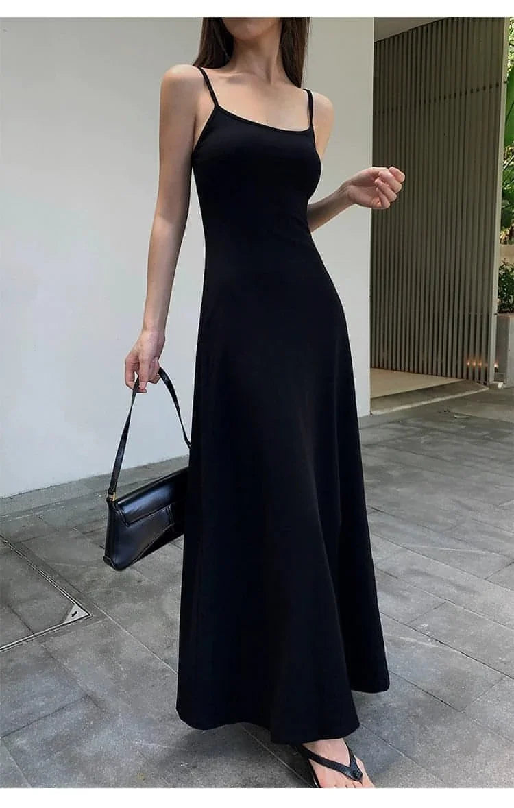 Black Spaghetti-Strap Maxi Dress