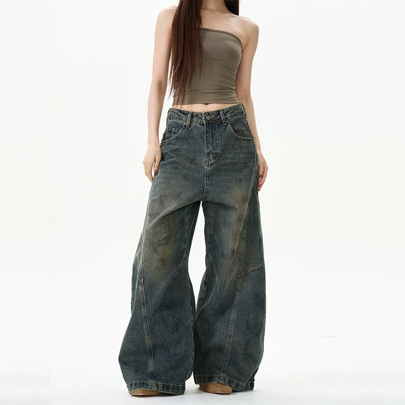 Vintage Wash Extreme Wide-Leg Jeans