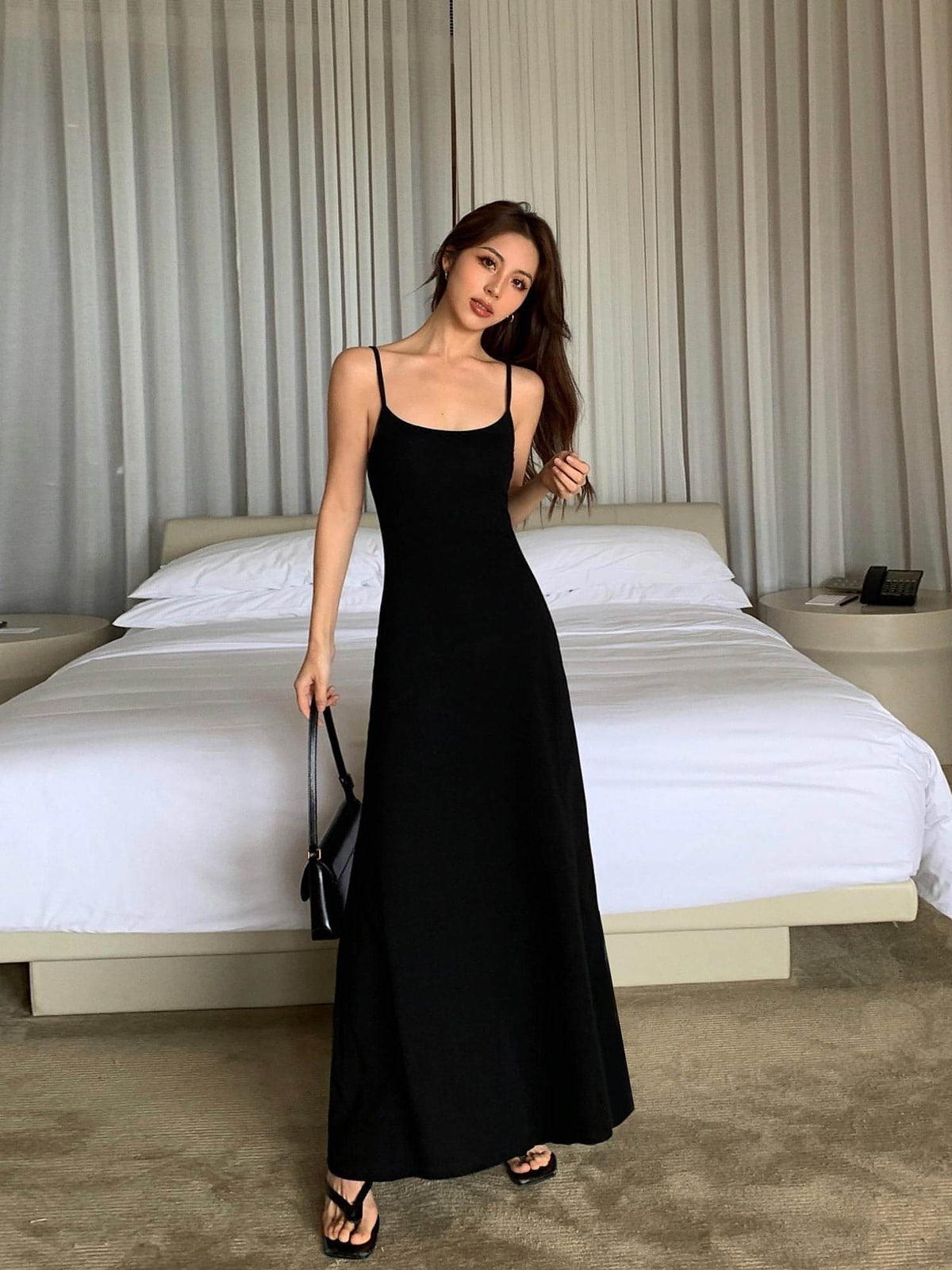 Black Spaghetti-Strap Maxi Dress