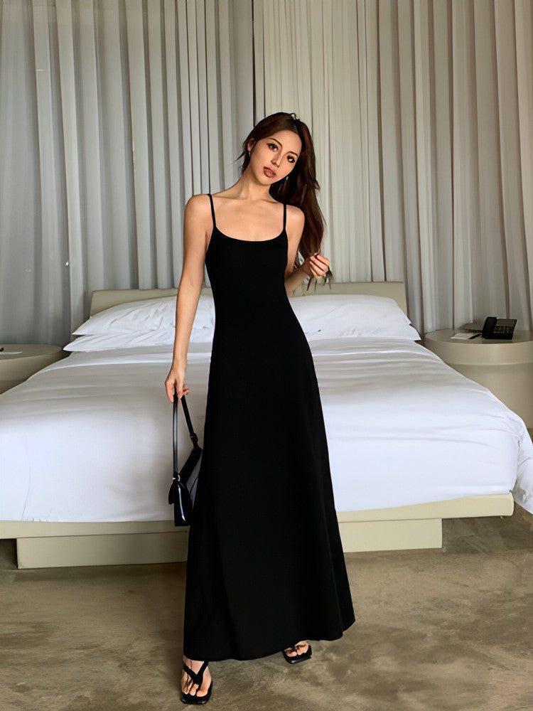 Black Spaghetti-Strap Maxi Dress