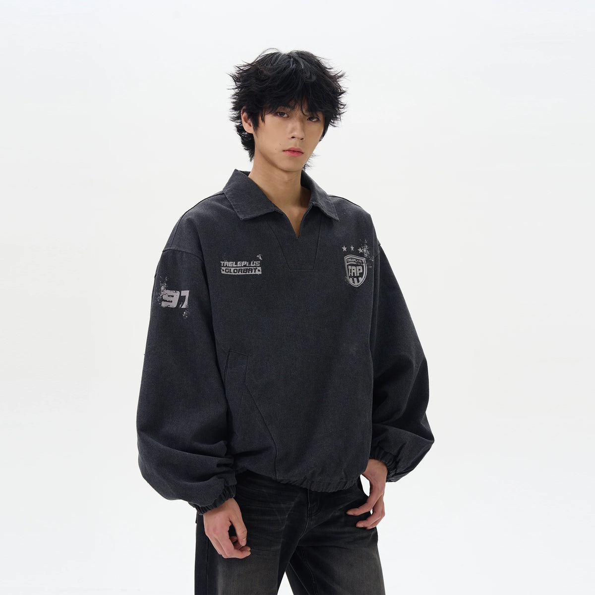 Men's Light Blue Vintage Varsity Pullover